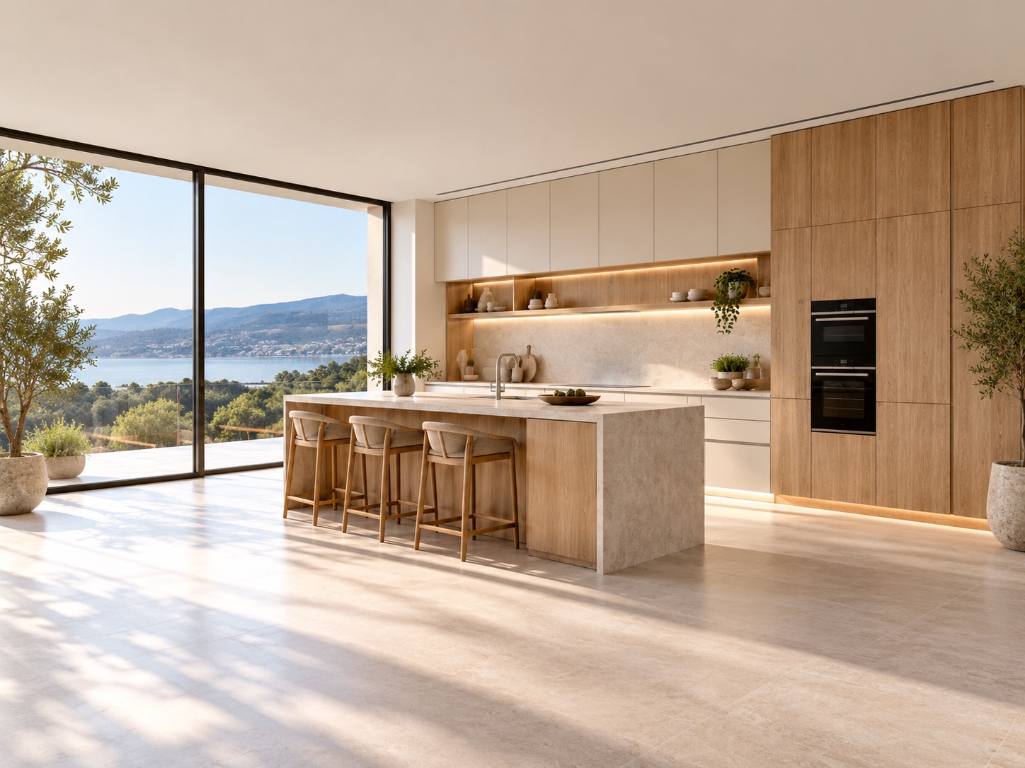 Cocina minimalista con vistas al lago 1